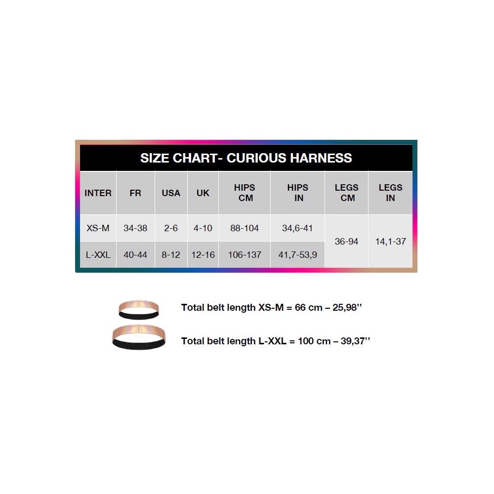 Curious Leatherette Harness - Size Chart