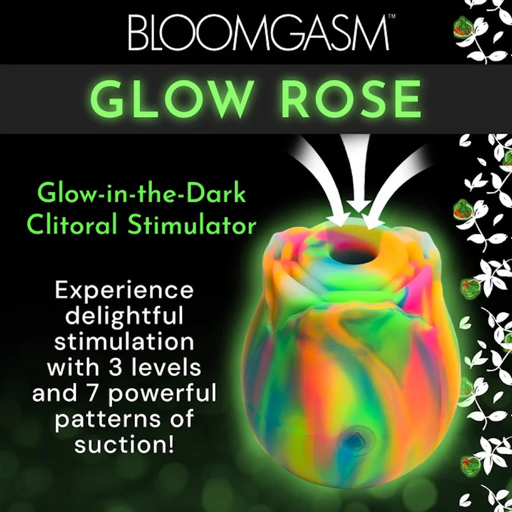 XR Brands BloomGasm Rainbow silicone Rose Clitoral Glow in the Dark Stimulator