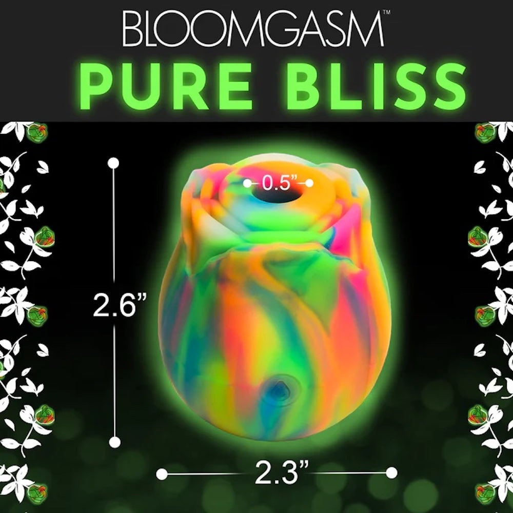 XR Brands BloomGasm Rainbow silicone Rose Clitoral Glow in the Dark Stimulator