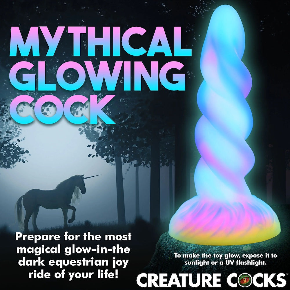 XR Creature Cocks Moon Rider Unicorn Horn Glow in the dark Silicone Dildo