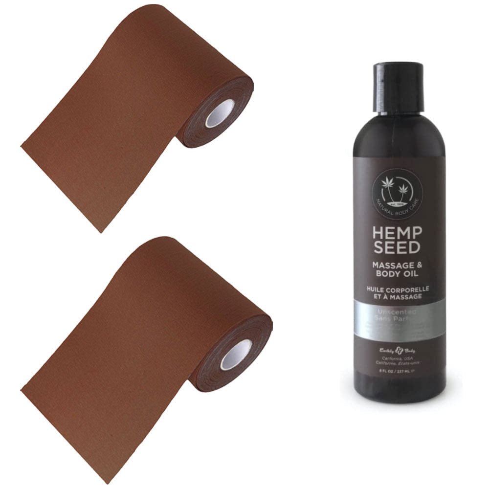 2 Pack 4" Wide Roll of Body Tape by Unique and 8oz. Unscented Removal Oil - RodeoH