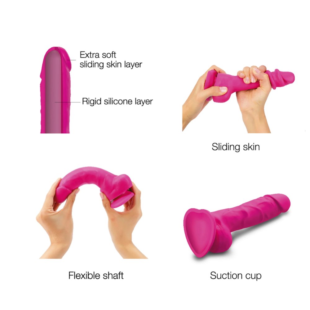 5.25" Strap-On-Me Sliding Skin Dual Density Dildo - Hot Pink - Medium - RodeoH