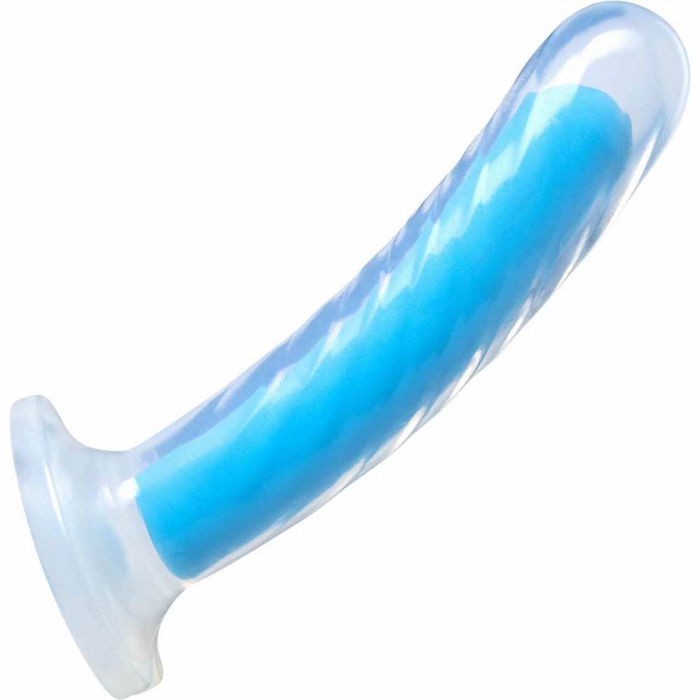 6" Neo Elite Tao Glow in the Dark Silicone Dual Density Dildo - Blue - RodeoH
