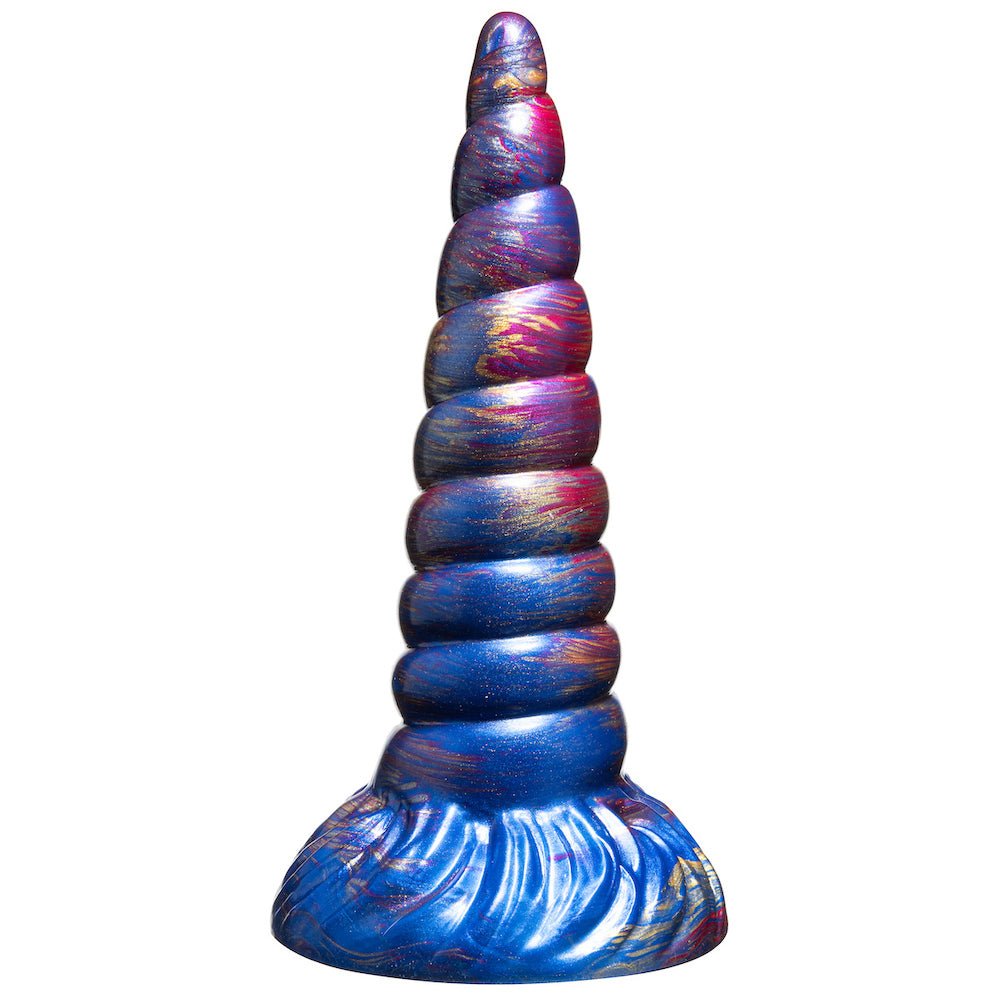 6.5" Fantasy Whirl Pearlescent Horn Silicone Dildo - Nebula - RodeoH