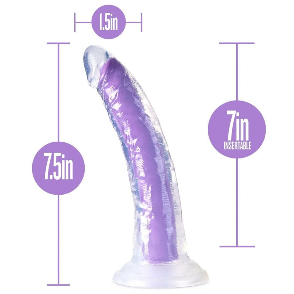 7" Neo Elite Glow in the Dark Silicone Dual Density Dildo - Purple - RodeoH