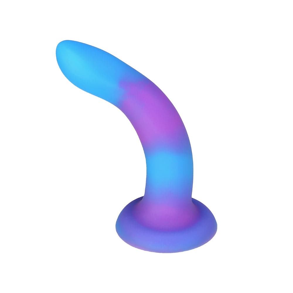 7" Rave Glow in the Dark Posable Silicone Dildo - Purple and Blue - RodeoH