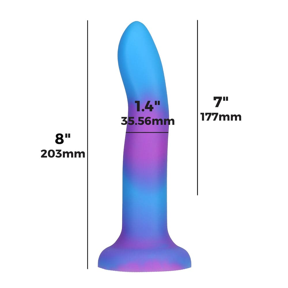 7" Rave Glow in the Dark Posable Silicone Dildo - Purple and Blue - RodeoH