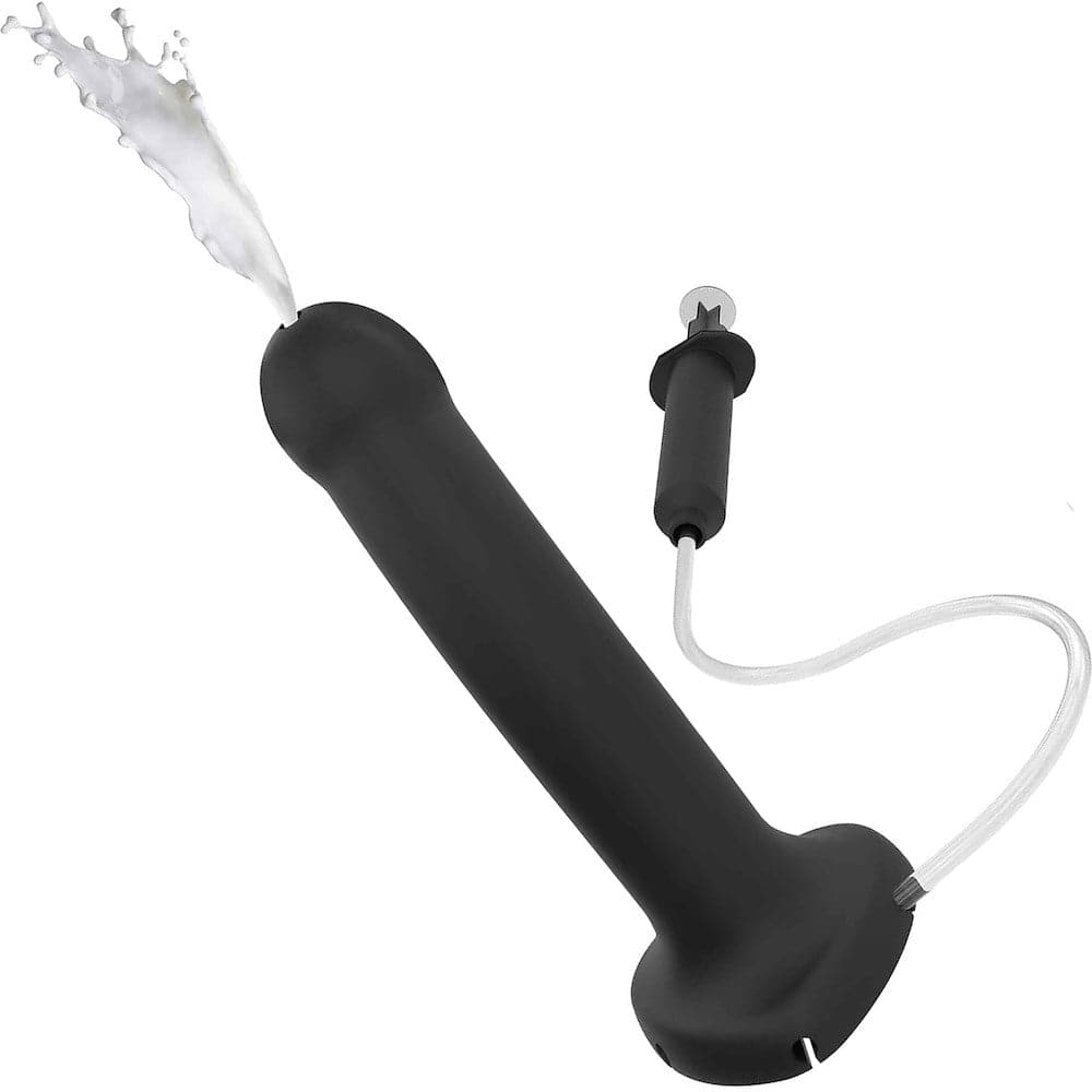 7" Strap-On-Me Silicone Cum Dildo - Black - RodeoH