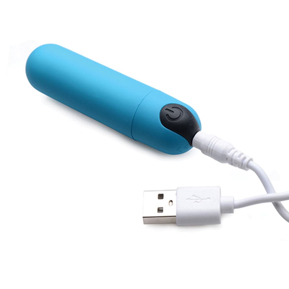 Bang! Vibrating Silicone Rechargeable Bullet - Remote Control - Blue