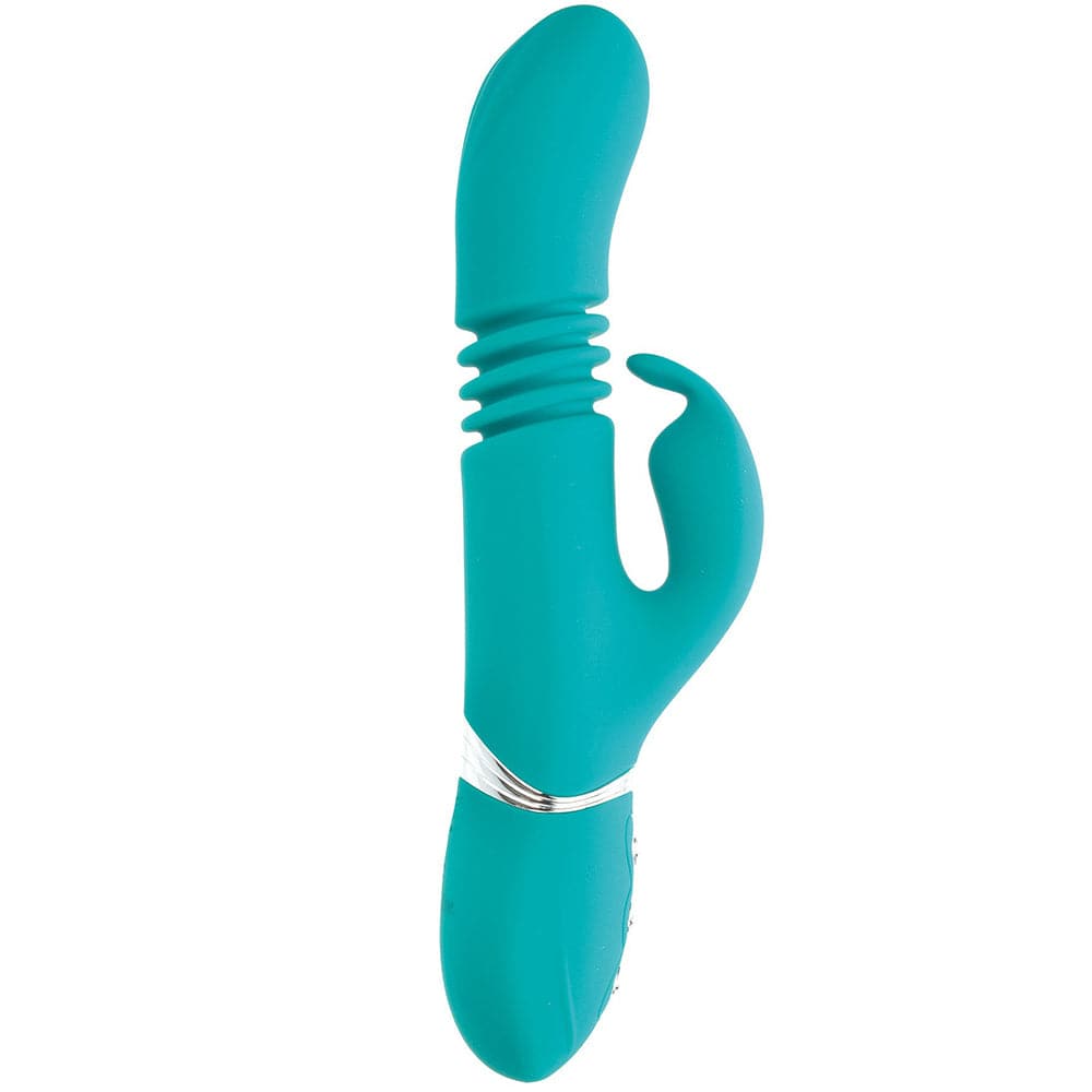 Adam & Eve Eve's Rechargeable Thrusting Rabbit - Teal - RodeoH