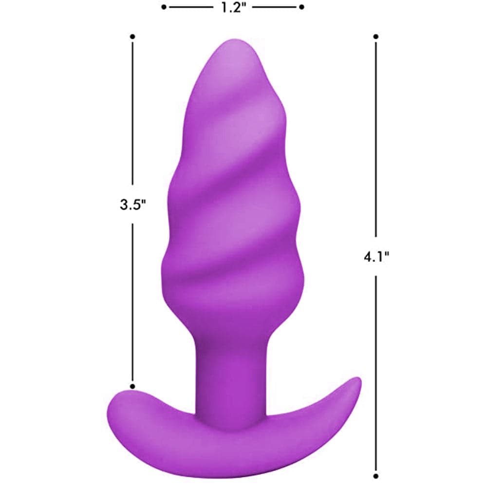 Bang! 21x Vibrating Silicone Rechargeable Swirl Butt Plug - Remote Control - Purple - RodeoH