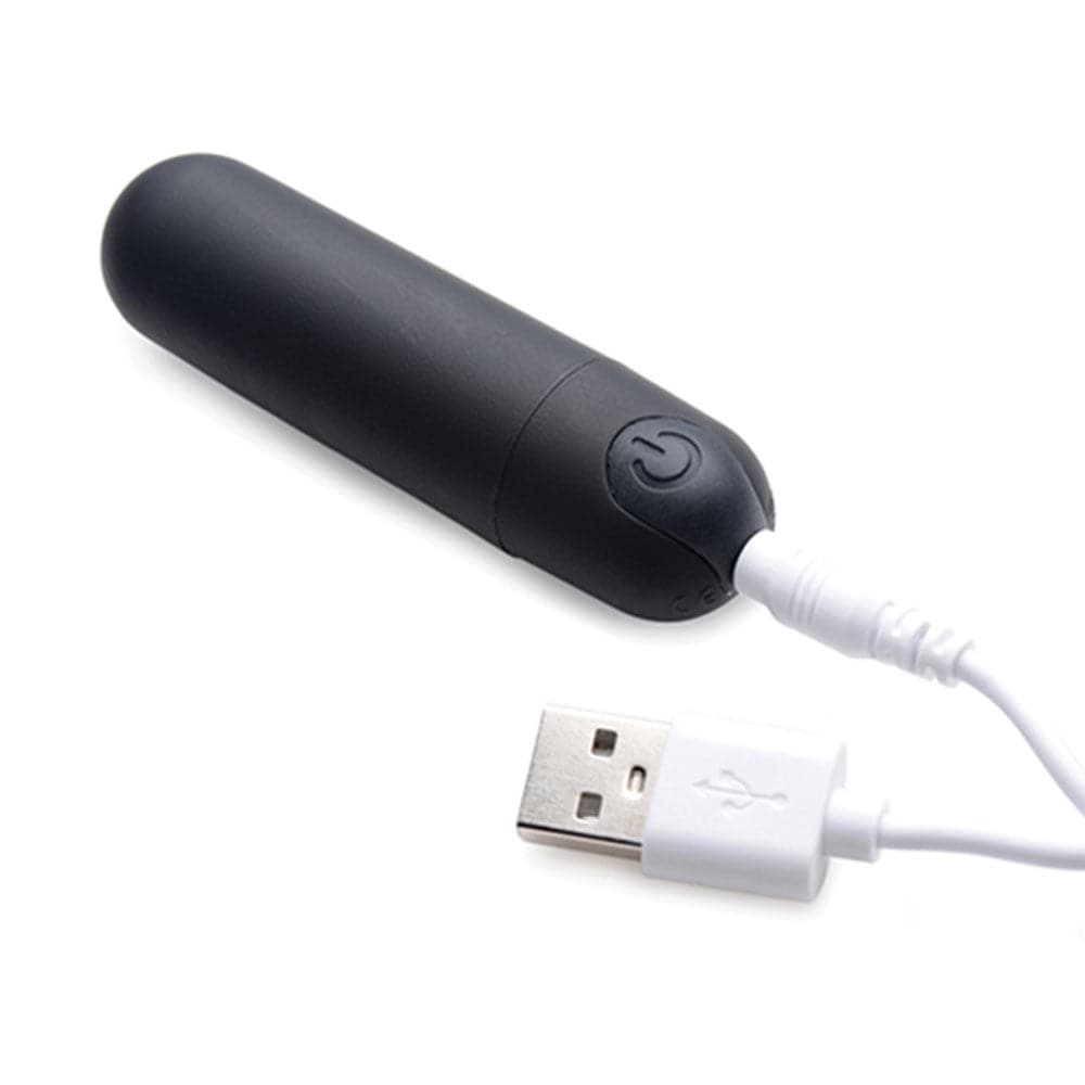 Bang! Vibrating Silicone Rechargeable Bullet - Remote Control - Black - RodeoH