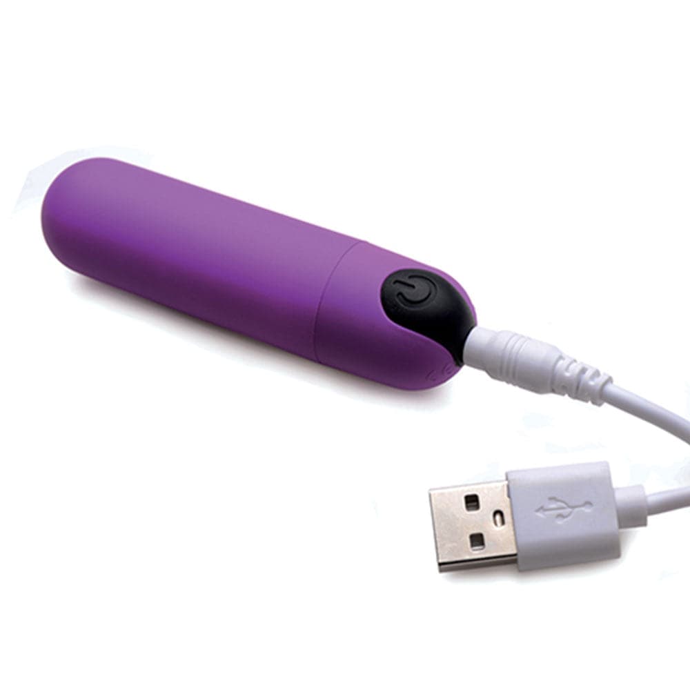 Bang! Vibrating Silicone Rechargeable Bullet - Remote Control - Purple - RodeoH