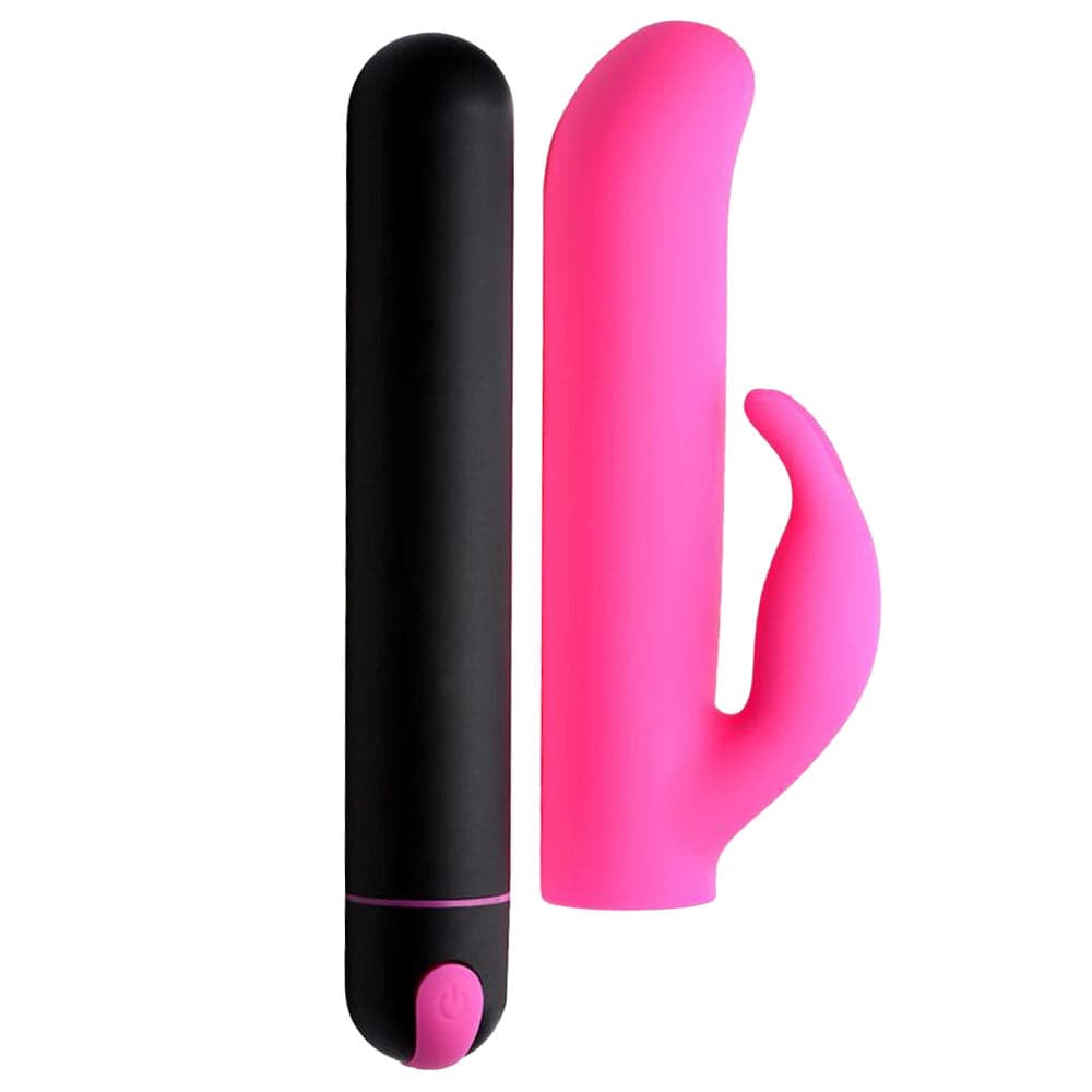 BANG! XL Bullet and Rabbit Sleeve - Rechargeable - Black & Pink - RodeoH