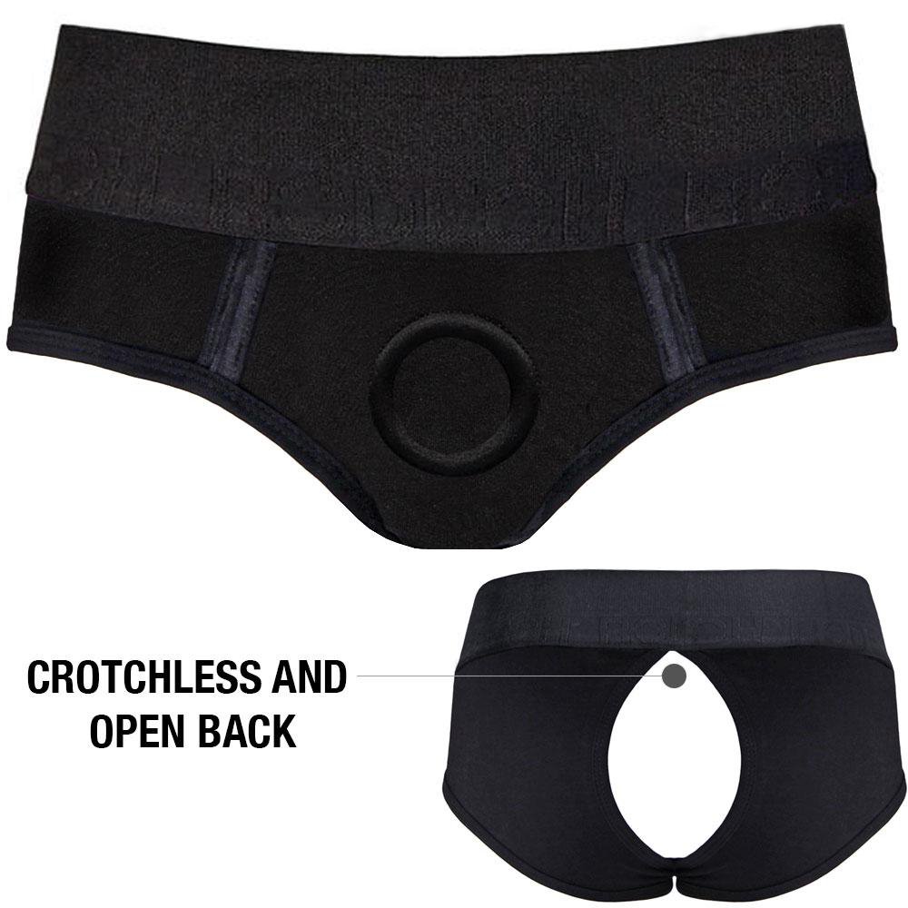 crotchless panties, panty open, panties harness, crotchless