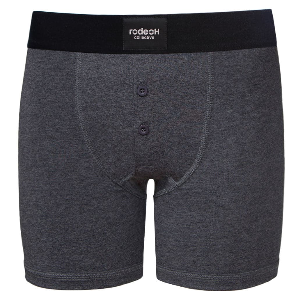 FTM Trans Packing Underwear - Gray Marle Button Fly Boxer