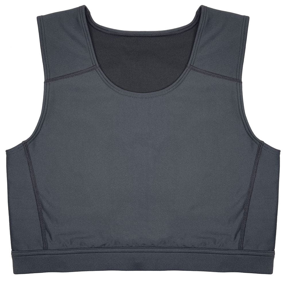 Compression Top in Black by RodeoH laid flat from front