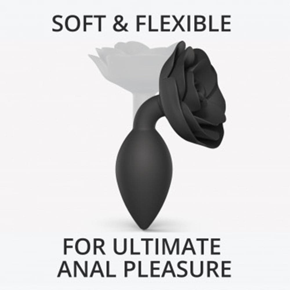 Lovely Planet Open Roses Silicone Anal Plug - Black Onyx - Large - RodeoH