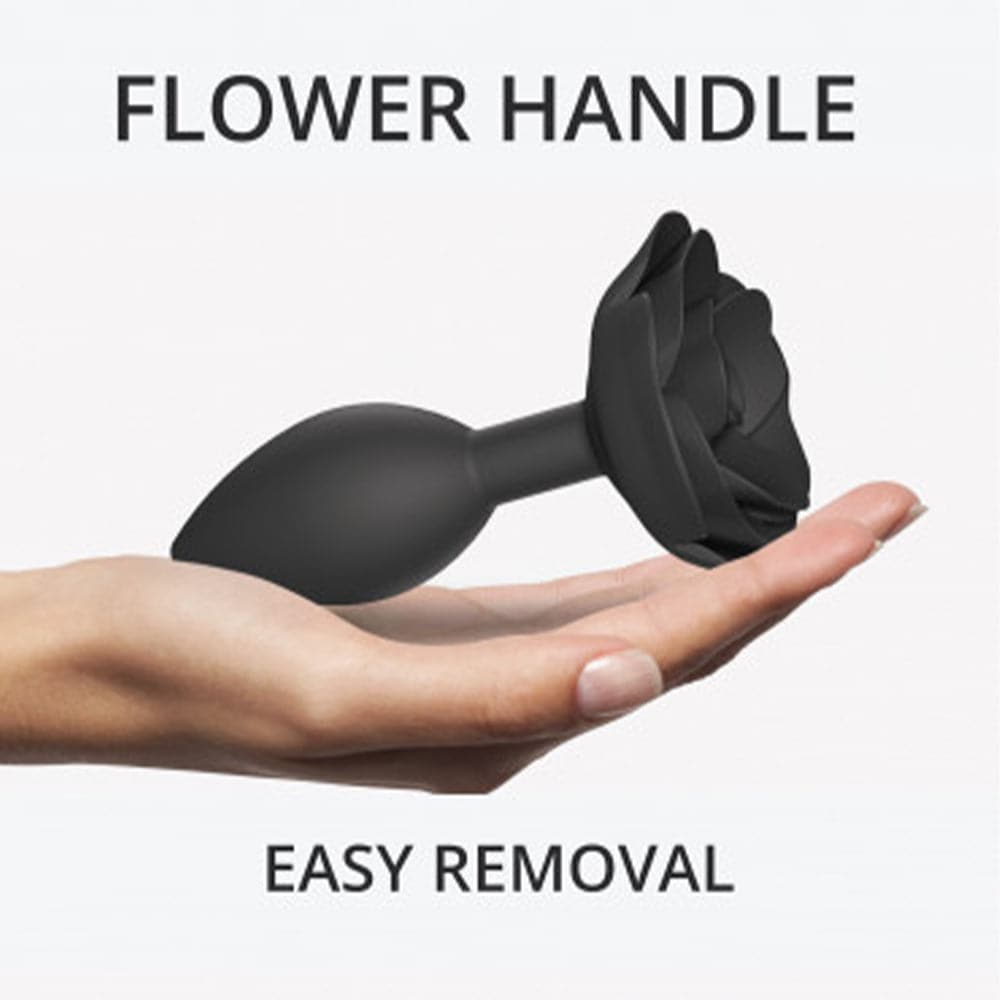 Lovely Planet Open Roses Silicone Anal Plug - Black Onyx - Large - RodeoH
