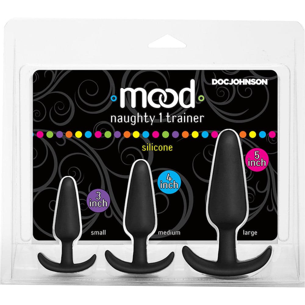 Mood Naughty Anal Plug Training Set - Black - RodeoH