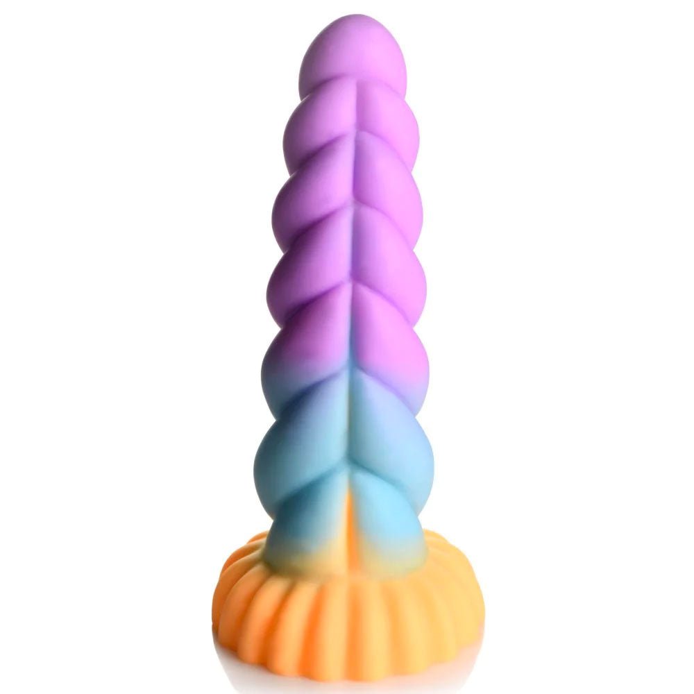 Mystique Silicone Unicorn Dildo - Orange, Blue & Purple - RodeoH