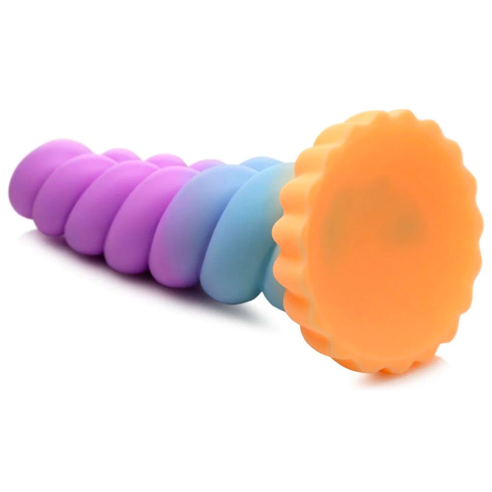 Mystique Silicone Unicorn Dildo - Orange, Blue & Purple - RodeoH