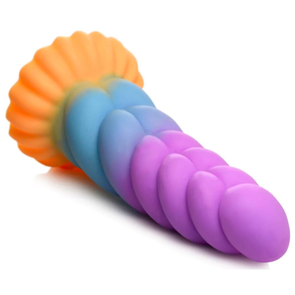 Mystique Silicone Unicorn Dildo - Orange, Blue & Purple - RodeoH