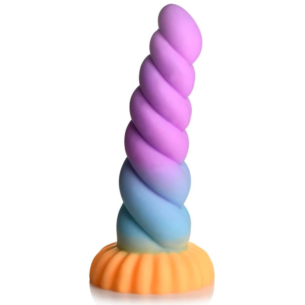 Mystique Silicone Unicorn Dildo - Orange, Blue & Purple - RodeoH