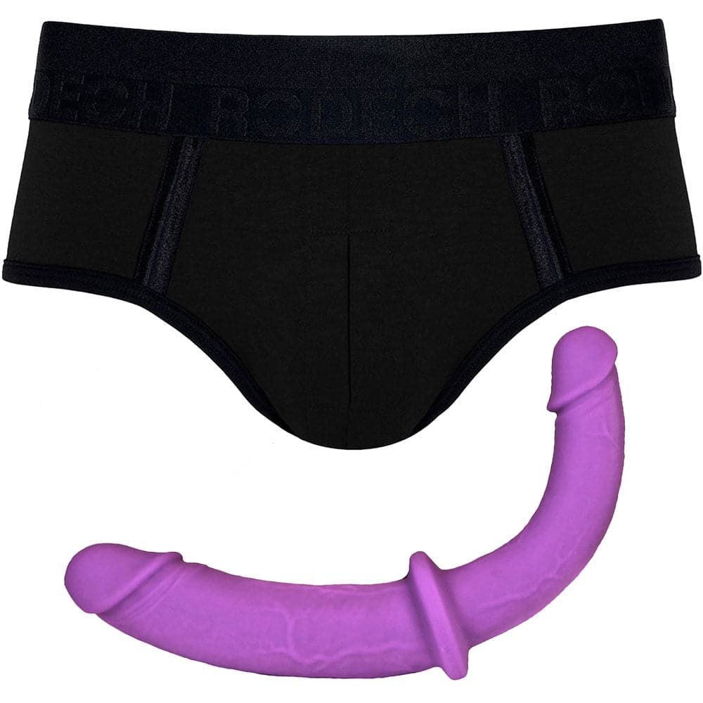 Duo Brief Harness & Double Trouble Double Dildo - PACKAGE DEAL