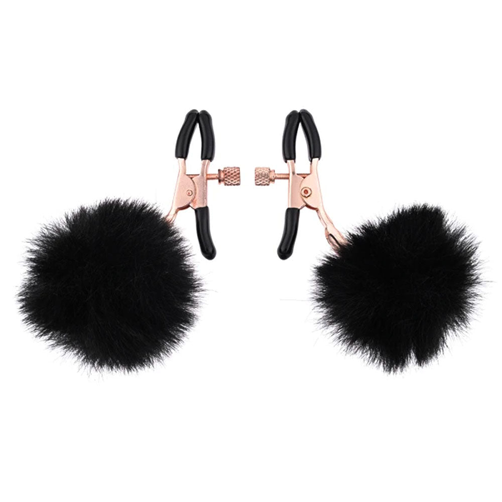 Sex & Mischief Puff Ball Adjustable Nipple Clamps - RodeoH