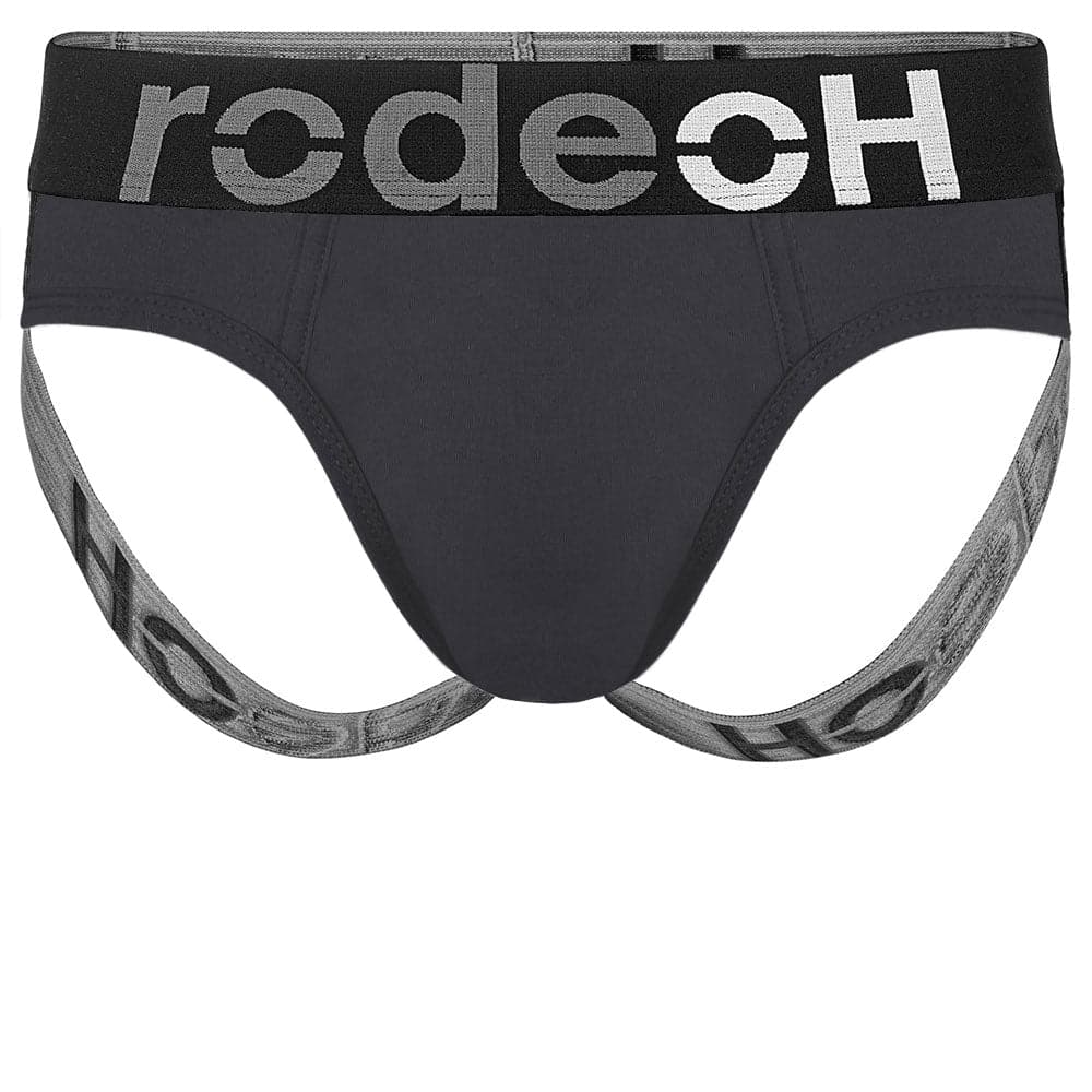 Shift Jock Underwear - in gray with a black and Gray Logo from the front