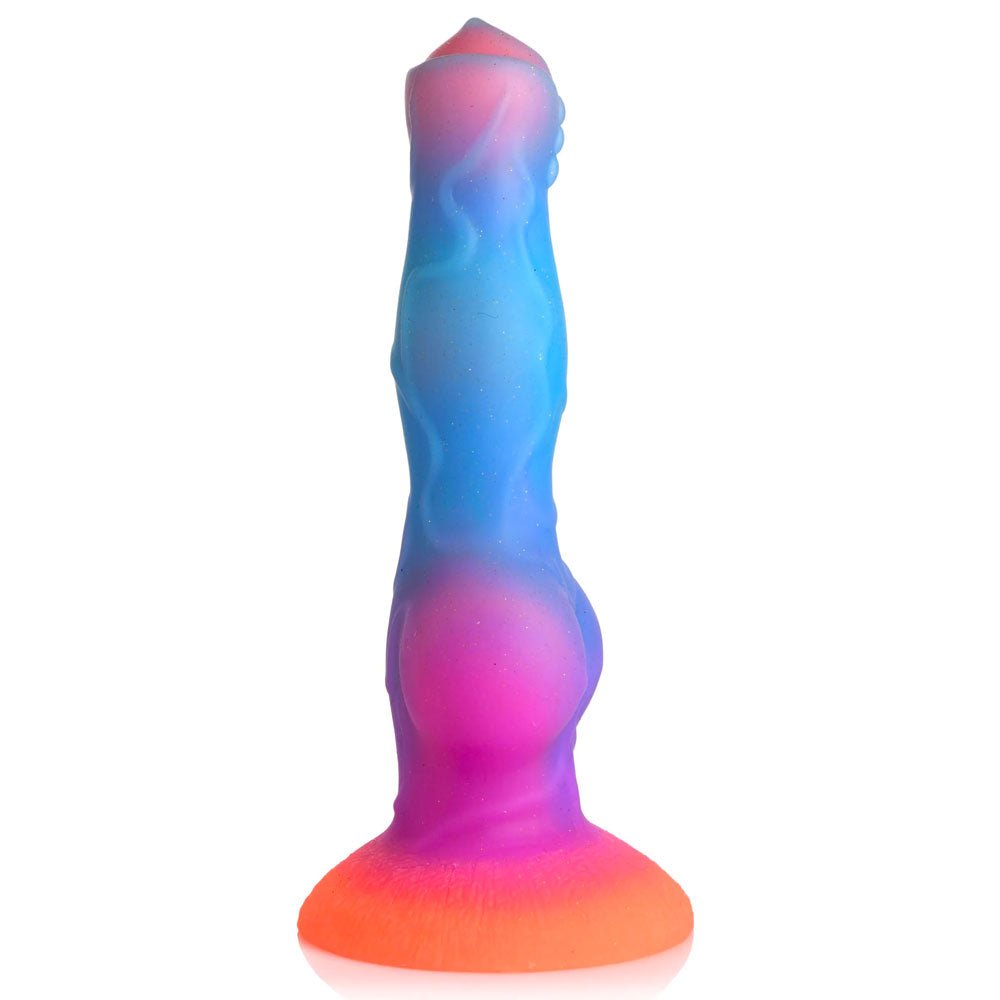 Space Cock Glow-In-The-Dark Silicone Alien Dildo - Orange, Purple & Blue - RodeoH