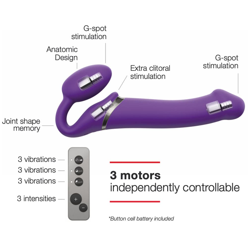Strap-on-Me Double Ended Vibe Remote Control - Medium - Purple - RodeoH