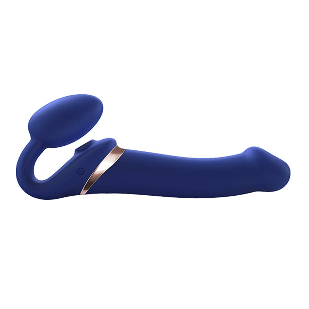 Strap-On-Me Vibrating Multi Orgasm Bendable 3 Motor Strap-On - Blue - Large - RodeoH