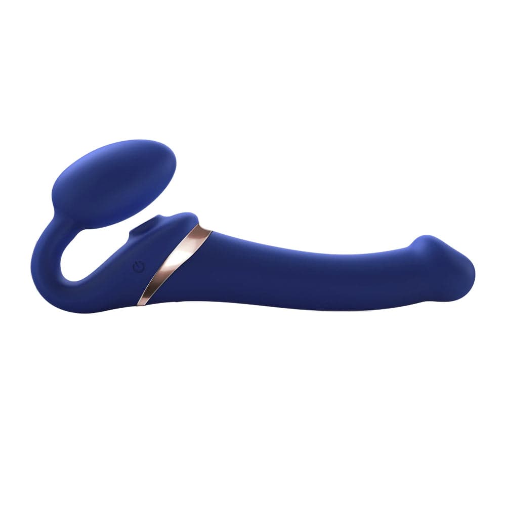Strap-On-Me Vibrating Multi Orgasm Bendable 3 Motor Strap-On - Blue - Medium - RodeoH