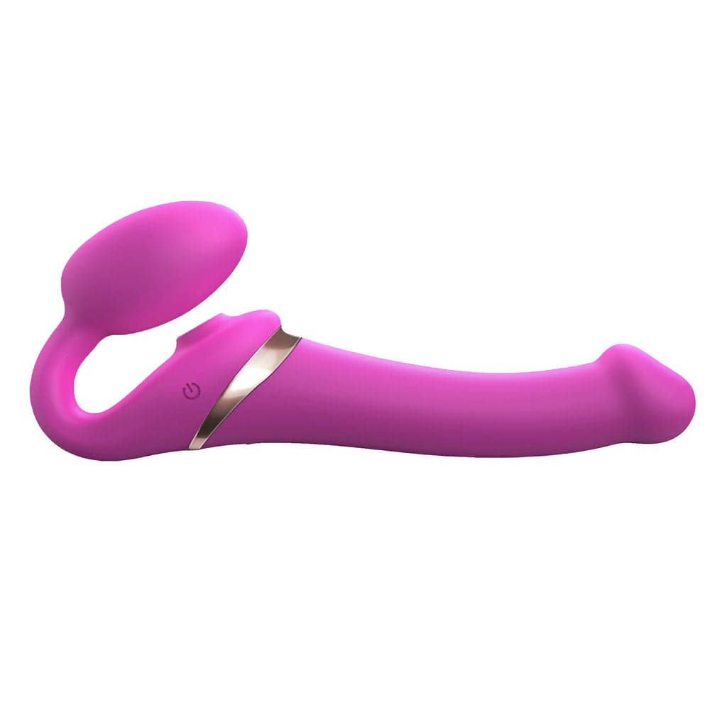 Strap-On-Me Vibrating Multi Orgasm Bendable 3 Motor Strap-On - Fuchsia - Medium - RodeoH