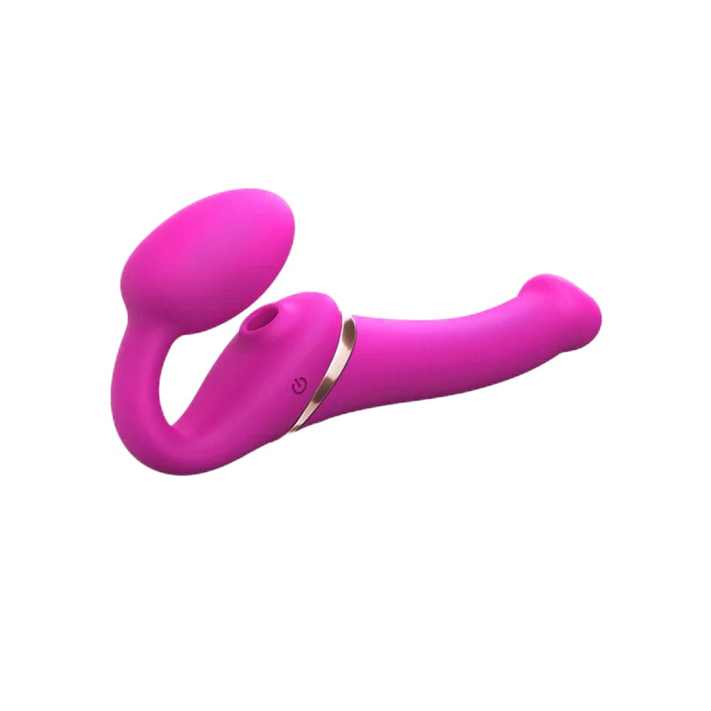 Strap-On-Me Vibrating Multi Orgasm Bendable 3 Motor Strap-On - Fuchsia - Medium - RodeoH