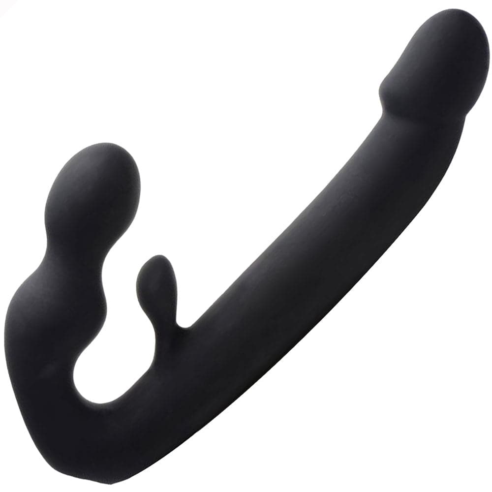 Strap U Tri-Volver Rechargeable Silicone Strapless Strap On - Black - RodeoH