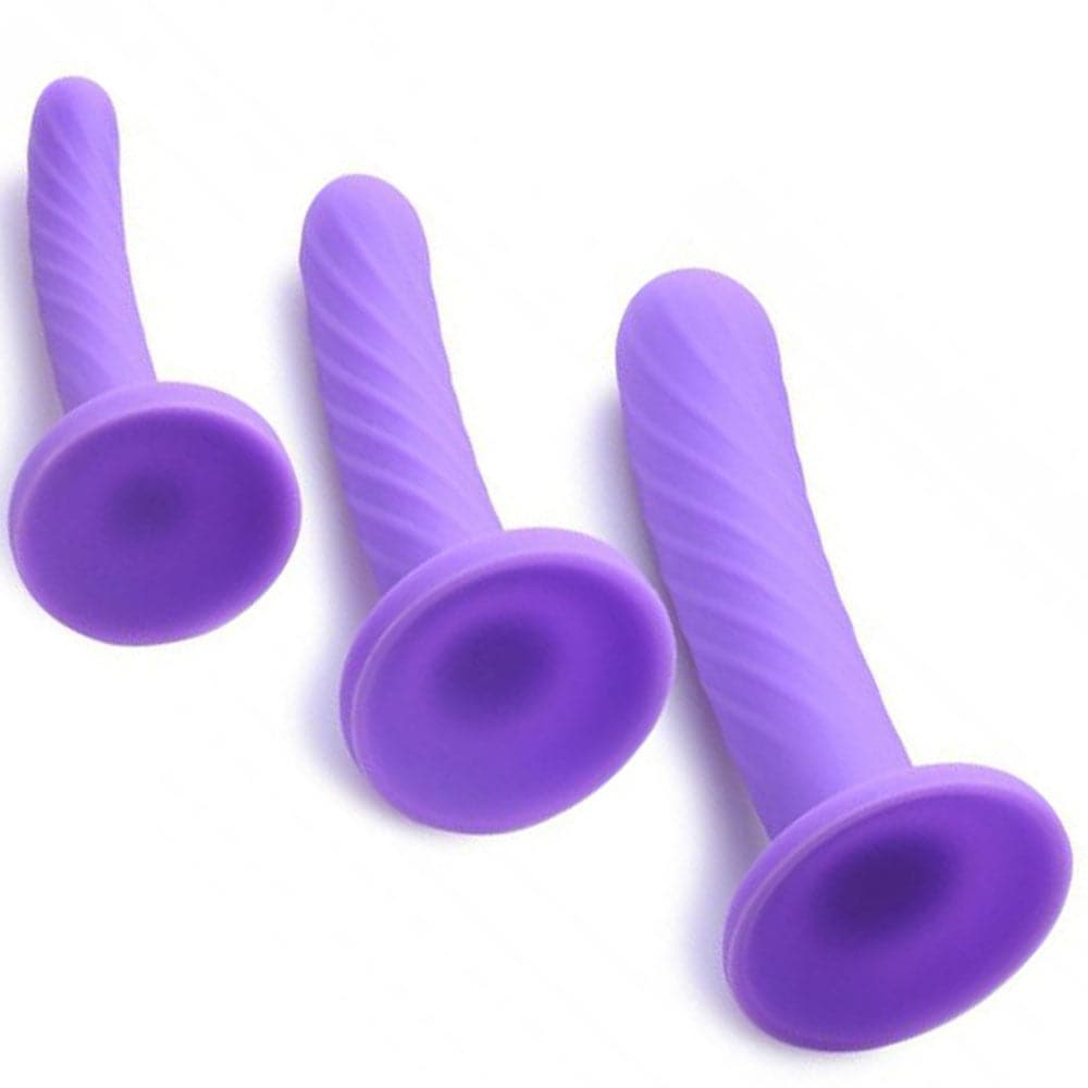 Tri-Play Silicone Dildo Set - Set of 3 - Purple - RodeoH