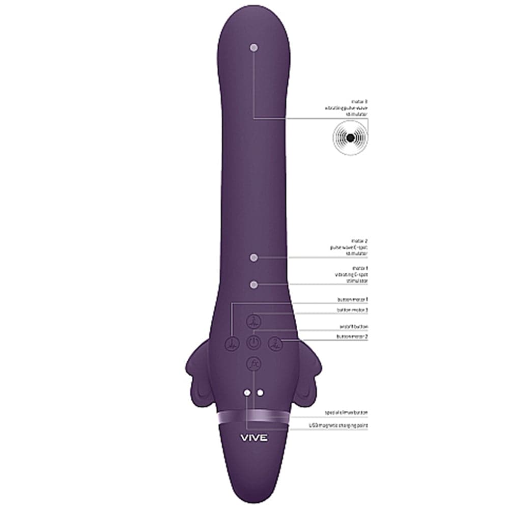 VIVE Satu Pulse-Wave & Vibrating Strapless Strapon - Purple - RodeoH
