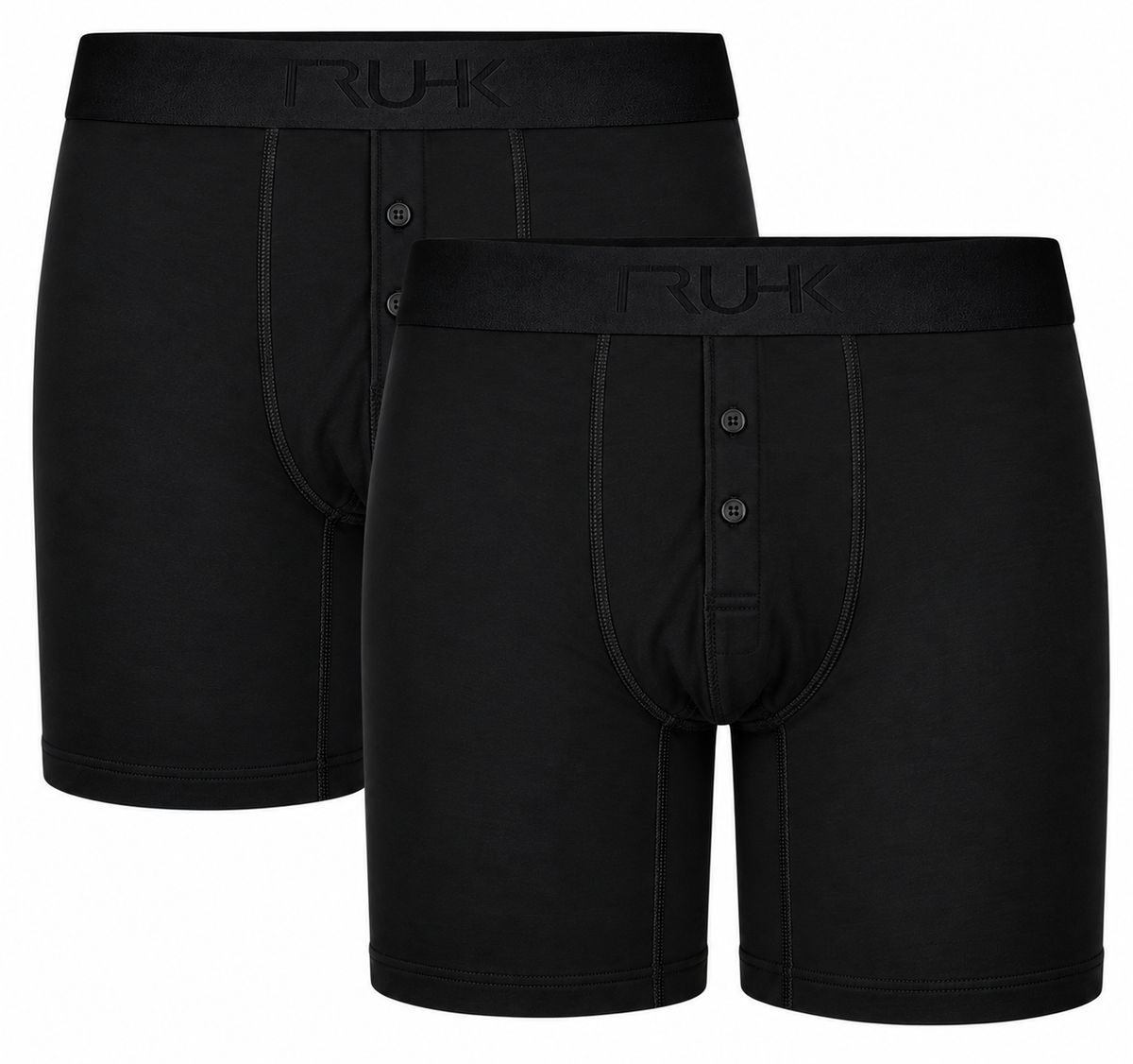 TRUHK Button Fly Boxer packing underwear 2 pack, two pairs in black