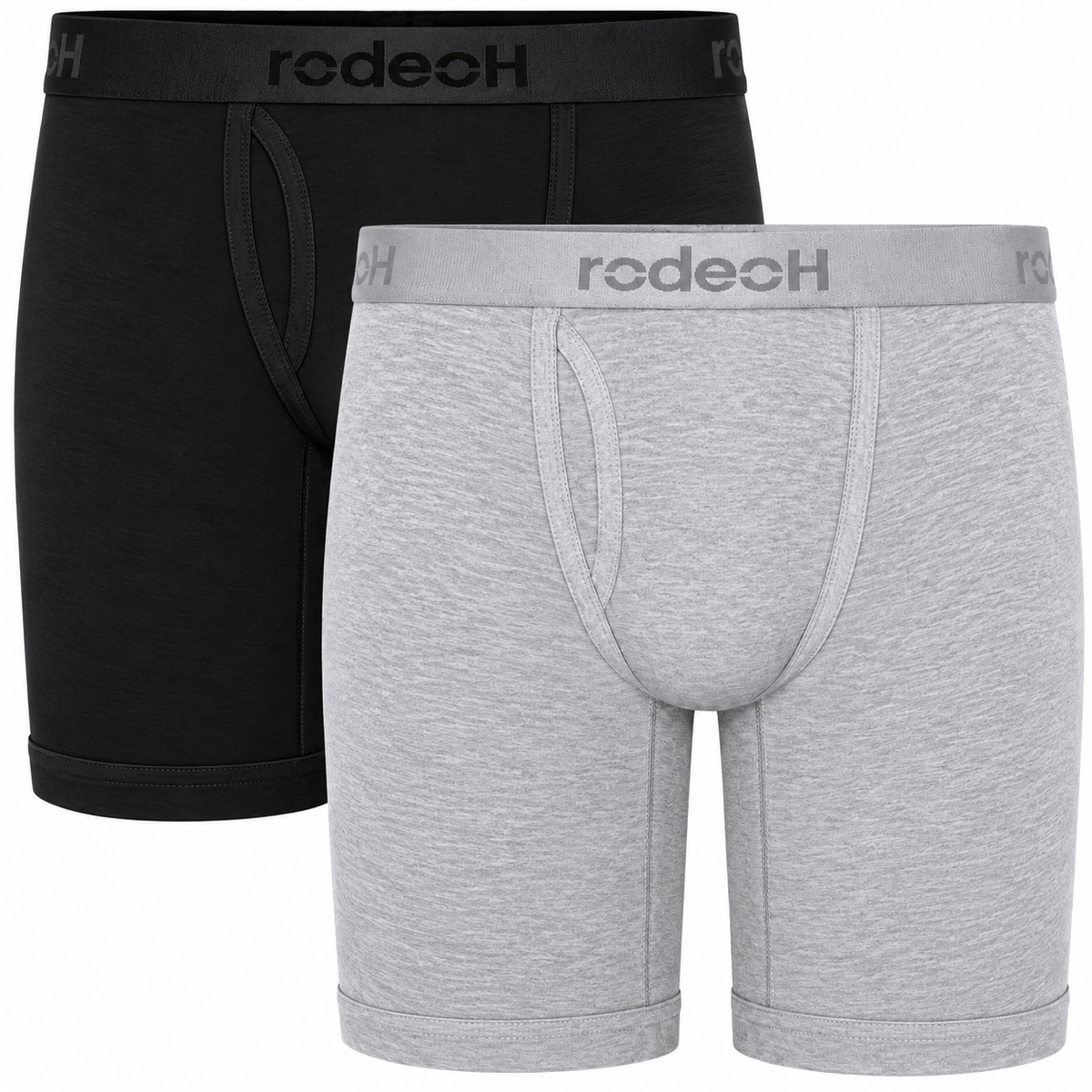 RodeoH 2 pack of 9 inch Shift Boxers in black and light gray marle