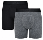 TRUHK High Rise Boxer packing underwear 2 pack, one black and one heather gray
