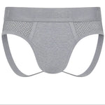 RodeoH Shift Jock cotton underwear  with interior side opening pouch in light gray, from the front 