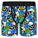 RodeoH 6 inch Top Loading Packing Boxer in Succulent Skulls White print, front view