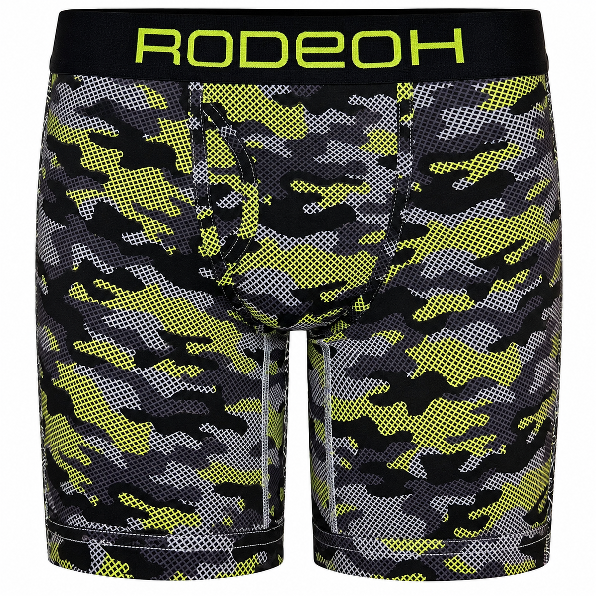 RodeoH Shift 9 inch Boxer in Green Camo, front view