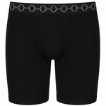 Black unisex boxer briefs with a distinctive gray chain-link pattern along the waistband, shown on a plain white background.
