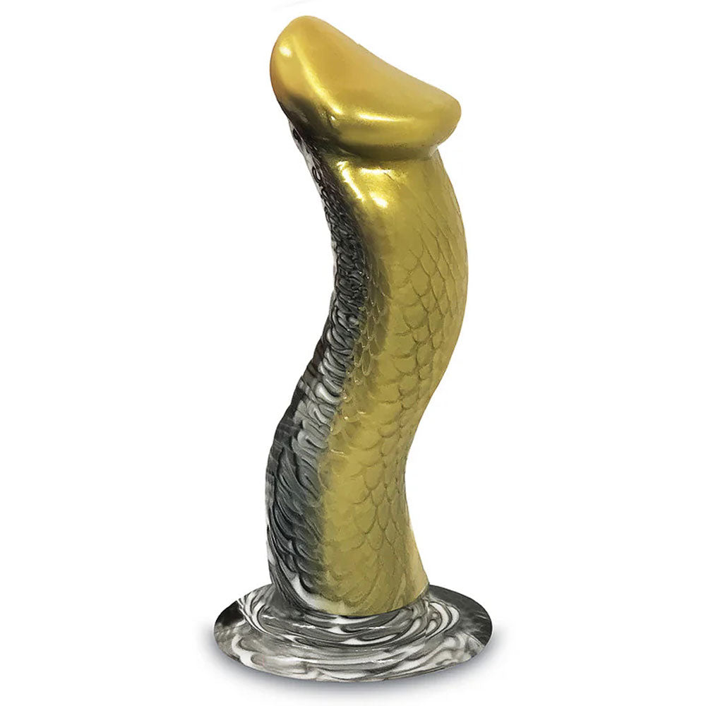 9 in. Venomus Silicone Creature Dildo - Gold & Black serpent