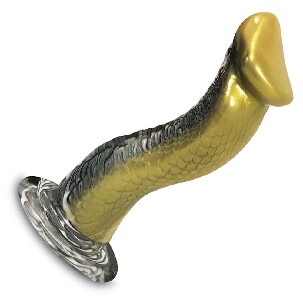 9 in. Venomus Silicone Creature Dildo - Gold & Black serpent