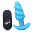 Bang! 21x Vibrating Silicone Rechargeable Swirl Butt Plug - Remote Control - Blue